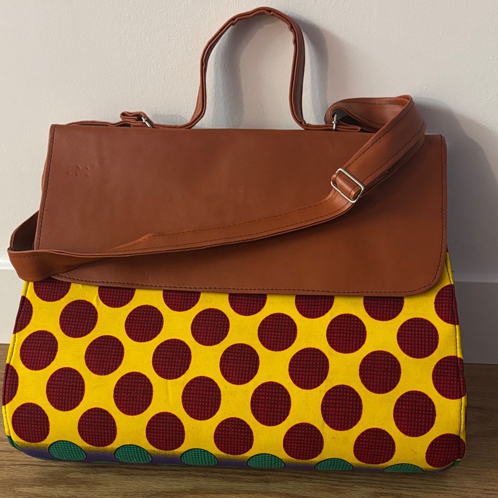 Stylish Brown and Yellow Polka Dot Women's Bag